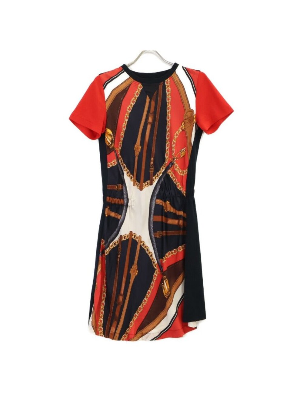 Louis Vuitton Chain Print Silk Short Sleeve Dress